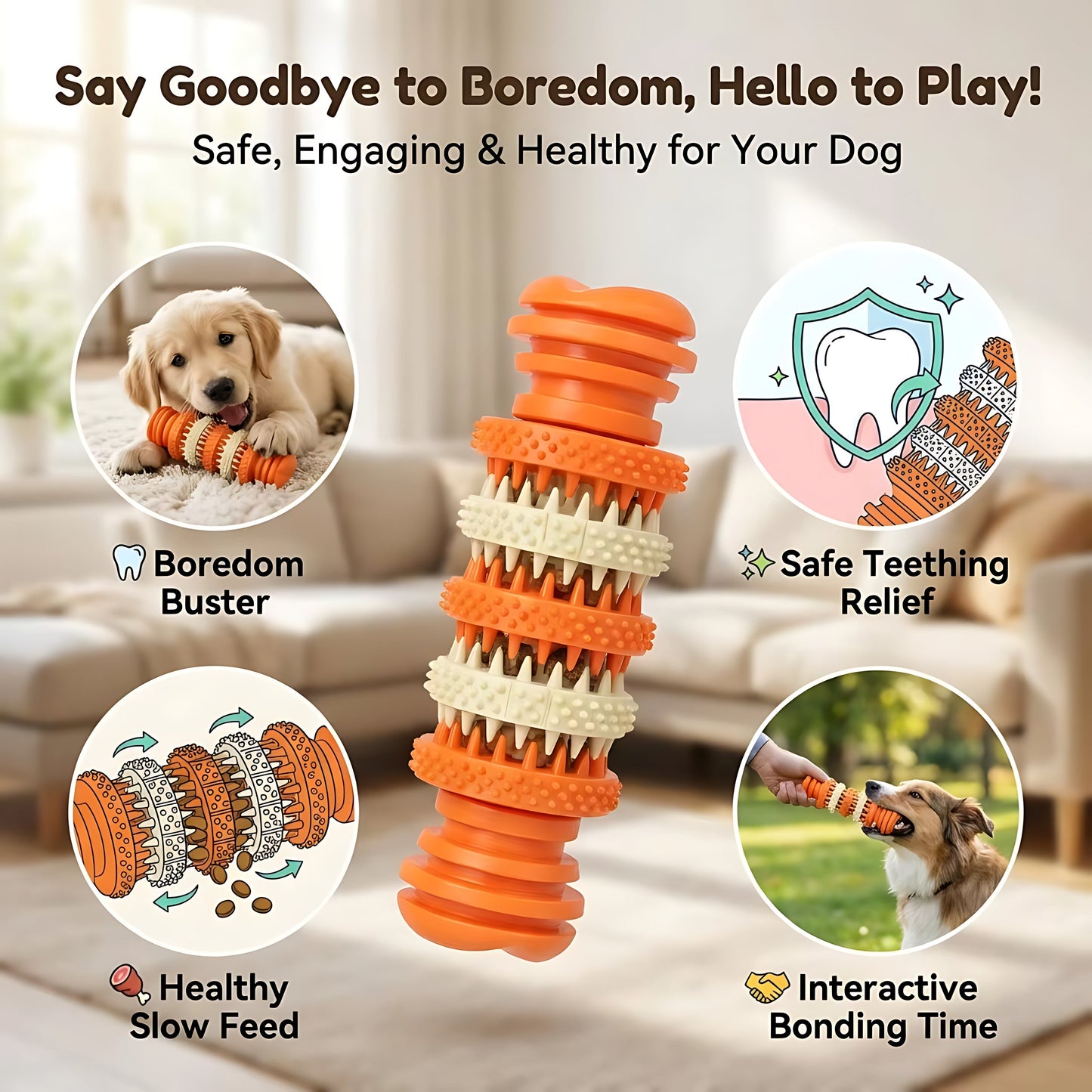 Tough Dog Chew Toy with Treat Dispenser – Enrichment Toy for Dogs