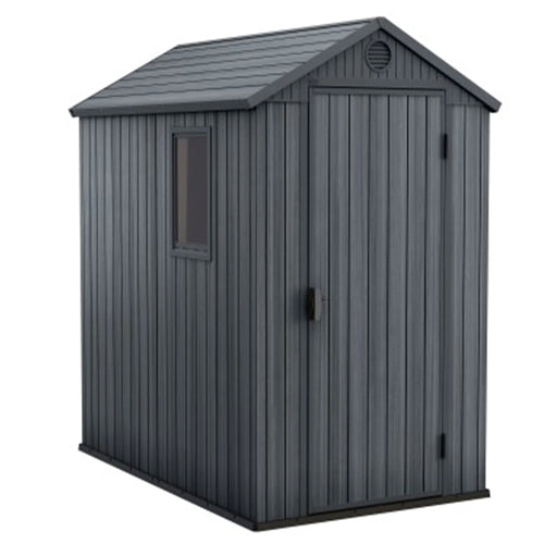 Keter Darwin 4' x 6' Outdoor Garden Tool Storage Shed w/ Window, Graphite
