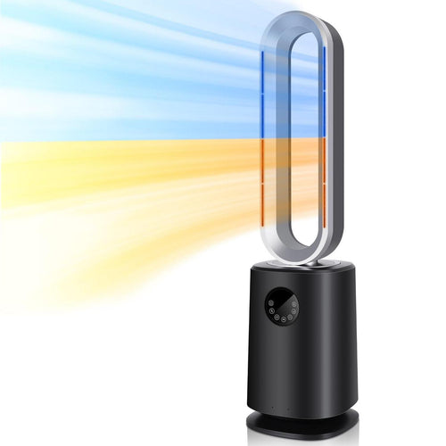 35″ Space Heater Bladeless Tower Fan. Heater &amp; Cooling Fan with Remote Control.Black
