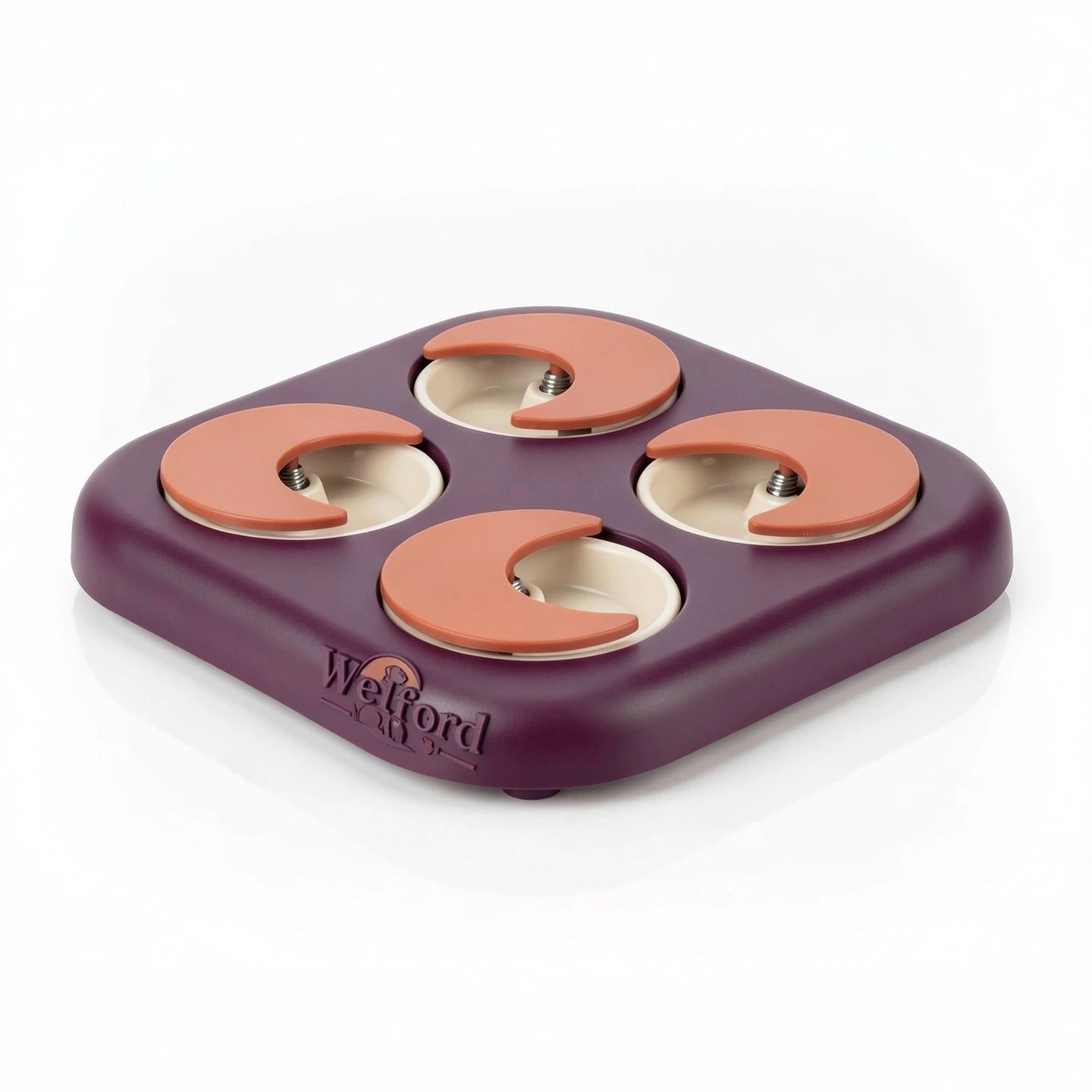 Plum Welford Give-Way treat puzzle board with terracotta sliding panels on a white background