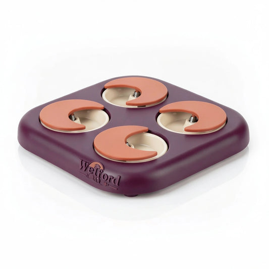 Plum Welford Give-Way treat puzzle board with terracotta sliding panels on a white background
