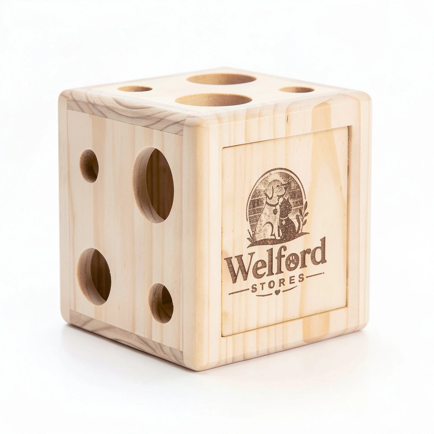 Welford Give-Way forage cube showing the closed sliding panel face and engraved mark