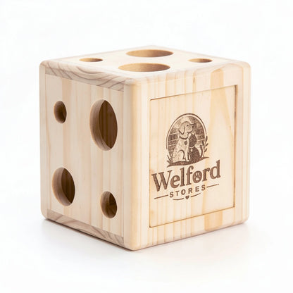 Welford Give-Way forage cube showing the closed sliding panel face and engraved mark