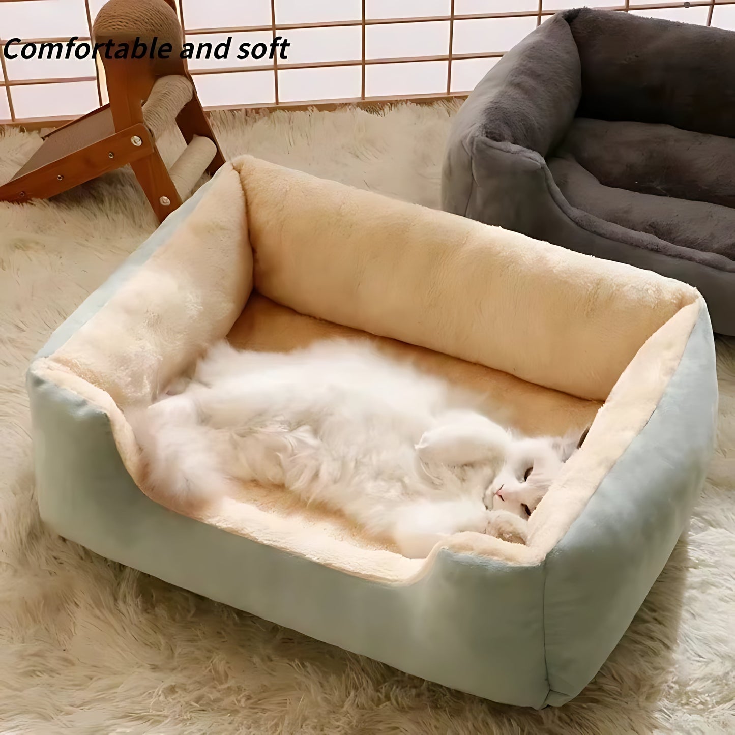 Plush Winter Cat And Dog Bed – Cozy Nest With Raised Sides