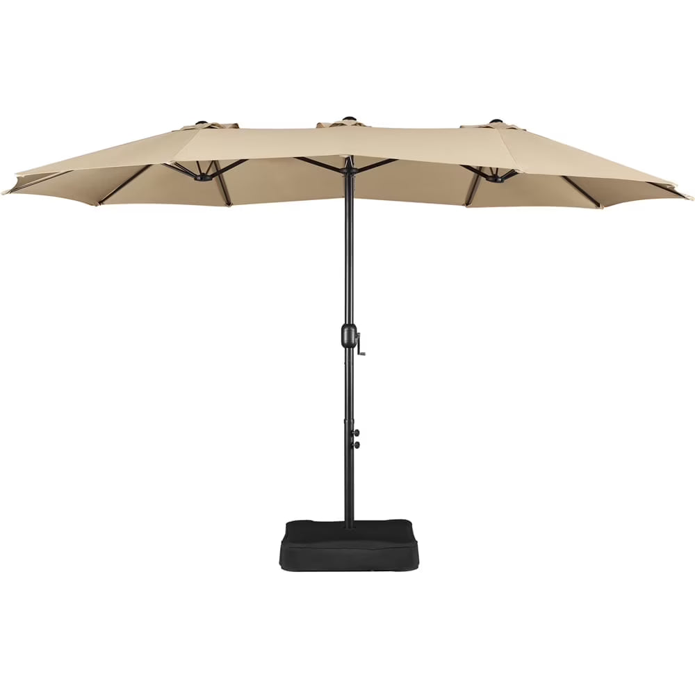 Topeakmart 13ft Patio Parasol Canopy with Crank, Tan