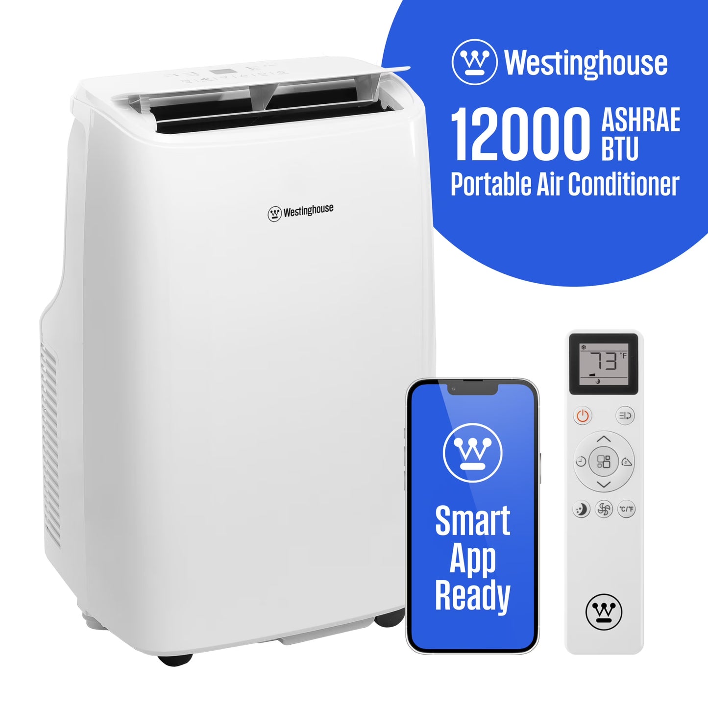 Westinghouse 12,000 BTU Portable Air Conditioner & Dehumidifier with Remote & Smart App, up to 550 Sq Ft