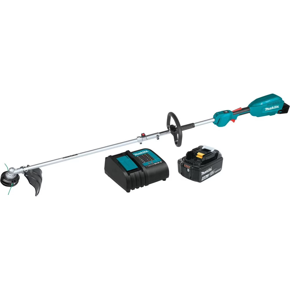 Makita XUX02SM1X1 18V LXT Brushless Lithium-Ion Cordless Couple Shaft Power Head Kit with 13 in. String Trimmer Attachment and (4 Ah)